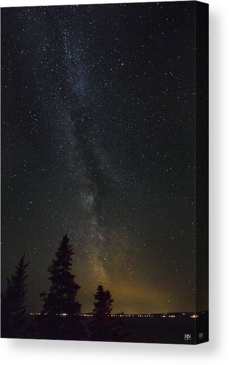 Milky Way Canvas Print featuring the photograph Milky Way Over Bay of Gaspe by John Meader