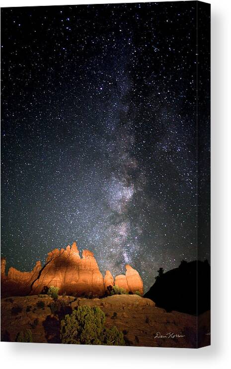 Moab Canvas Print featuring the photograph Milky Way over Navajo Rocks by Dan Norris