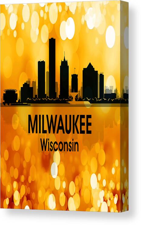 Milwaukee Canvas Print featuring the digital art Milwaukee WI 3 Vertical by Angelina Tamez