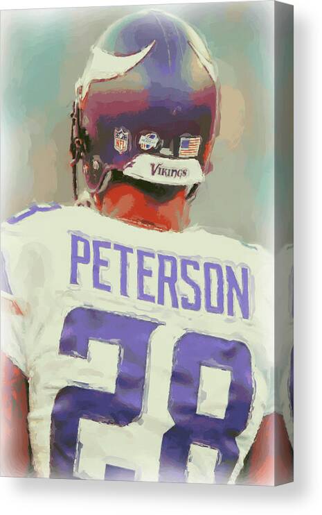Adrian Peterson Canvas Print featuring the digital art Minnesota Vikings Adrian Peterson 4 by Joe Hamilton