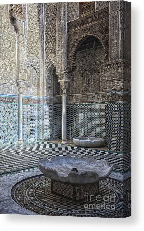 Africa Canvas Print featuring the photograph Misbahiya medersa in Fez by Patricia Hofmeester