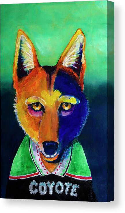 Coyote Canvas Print featuring the painting Modern Coyote by Rick Mosher