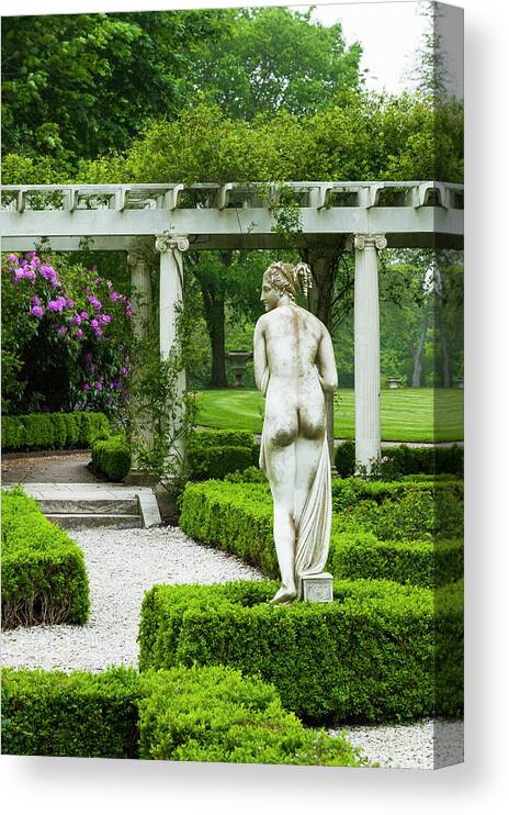 Statue Canvas Print featuring the photograph Modesty in the Garden by Ginger Stein