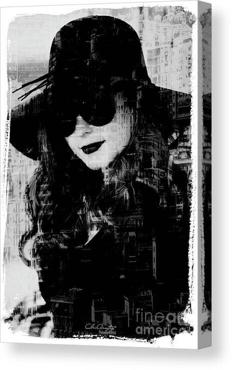 Monotone Canvas Print featuring the digital art Monaco Woman by Chris Armytage