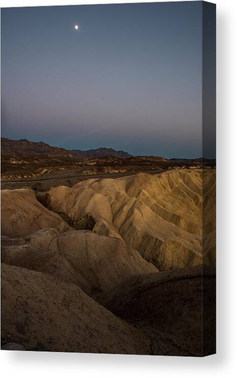 Death Valley Canvas Print featuring the photograph Moon Over Death Valley by Paul Freidlund