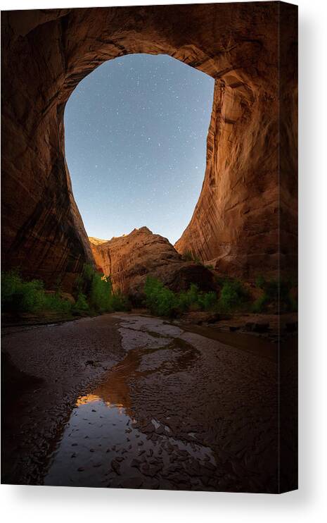 Escalante Canvas Print featuring the photograph Moonrise at Coyote Gulch by Dustin LeFevre