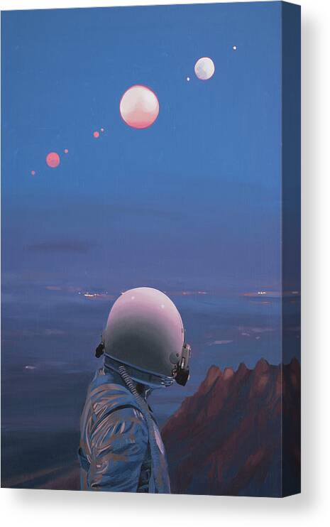 Astronaut Canvas Print featuring the painting Moons by Scott Listfield