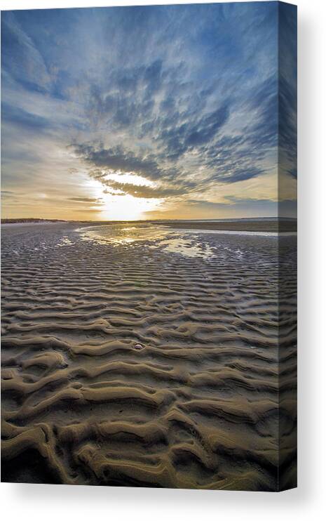 Moriches Canvas Print featuring the photograph Moriches Bay Sand Patterns by Robert Seifert