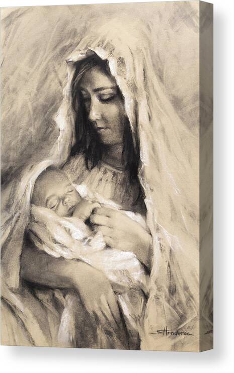 Mother Canvas Print featuring the drawing Motherhood by Steve Henderson