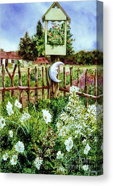 Cynthia Pride Watercolor Paintings Canvas Print featuring the painting Mr Moon's Garden by Cynthia Pride