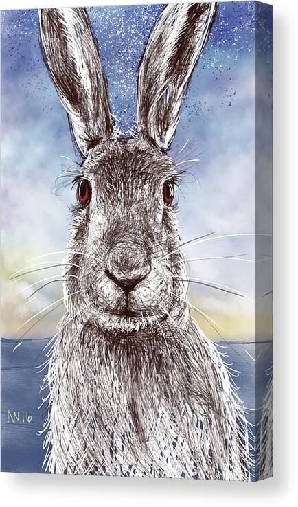 Bunny Canvas Print featuring the digital art Mr. Rabbit by AnneMarie Welsh