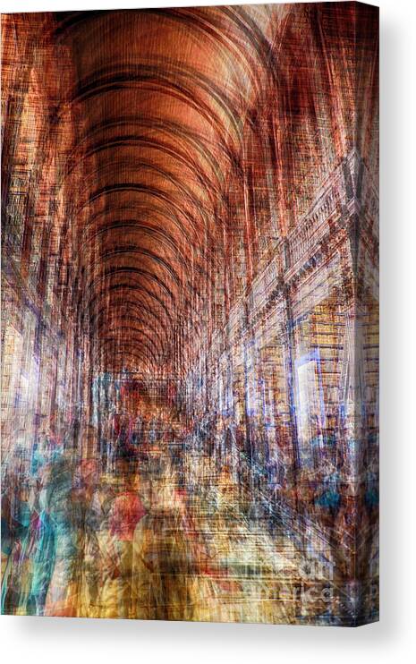 Arch Canvas Print featuring the photograph multiple exposure of Dublin public library by Ariadna De Raadt