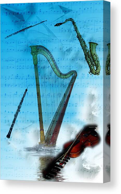 Digital Design Canvas Print featuring the digital art Musical Instruments by Angel Jesus De la Fuente