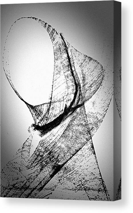 Black Ink On White Paper Canvas Print featuring the painting Mysterious Lady by Joan Reese