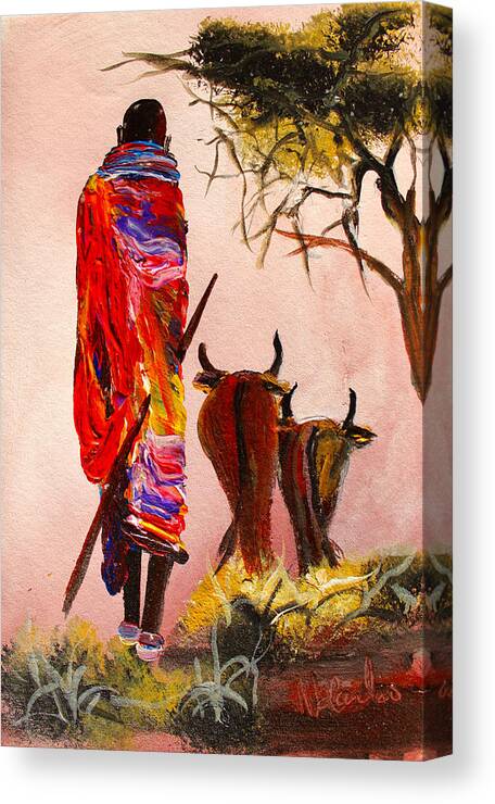 True African Art Canvas Print featuring the painting N 112 by John Ndambo