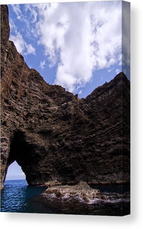 Kauai Canvas Print featuring the photograph Na Pali Coast Sea Cave by Lawrence Knutsson