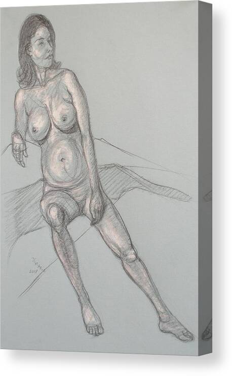 Realism Canvas Print featuring the drawing Nancy Reclining on One Arm by Donelli DiMaria