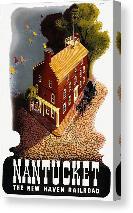 Nantucket Canvas Print featuring the mixed media Nantucket, Massachusetts - The New Haven Railroad - Retro travel Poster - Vintage Poster by Studio Grafiikka