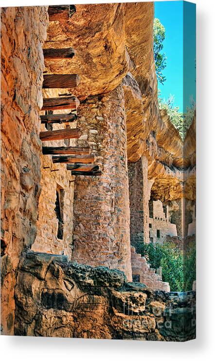 Cliff Canvas Print featuring the photograph Native American Cliff Dwellings by Jill Battaglia