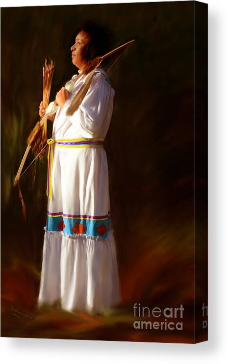 Prophetic Art Canvas Print featuring the digital art Indian Peace Warrior by Constance Woods