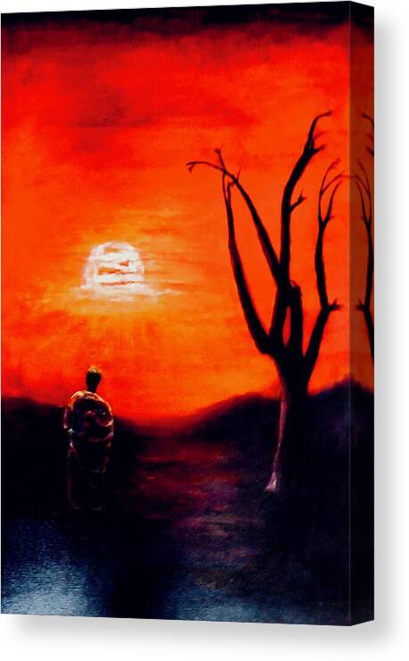 Landscape Canvas Print featuring the painting New Day by Sher Nasser