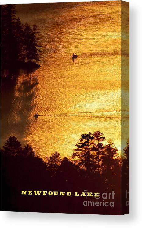 New Found Lake Canvas Print featuring the photograph Newfound Lake Boats on Golden Waters by Xine Segalas