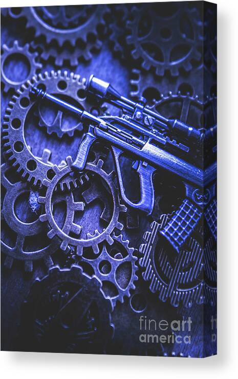 Terrorism Canvas Print featuring the photograph Night watch gears by Jorgo Photography