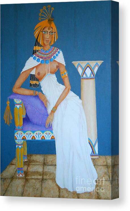 Cleopatra Canvas Print featuring the painting Nile Nymph -- Cleopatra, #1 in Famous Flirts Series by Jayne Somogy