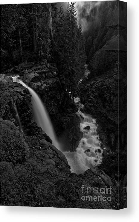 Black And White Canvas Print featuring the photograph Nooksack Falls Black And White Portrait by Adam Jewell
