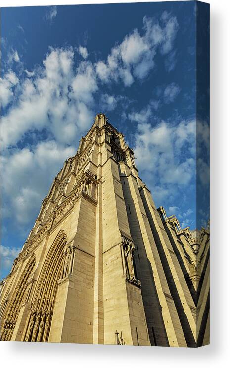 Paris Color Photography Canvas Print featuring the photograph Notre Dame Angles in Color - Paris, France by Melanie Alexandra Price