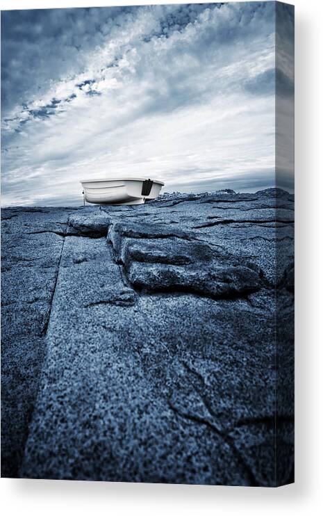 Rowboat Canvas Print featuring the photograph Nubble Light Rowboat by Luke Moore