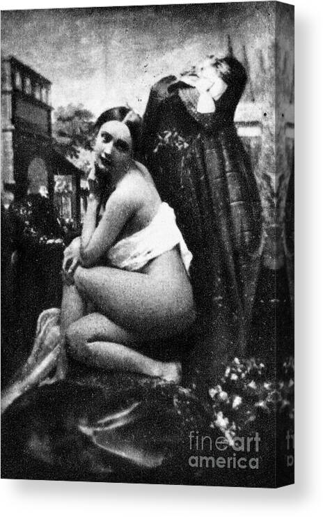 1843 Canvas Print featuring the photograph NUDE POSING, c1843 by Granger