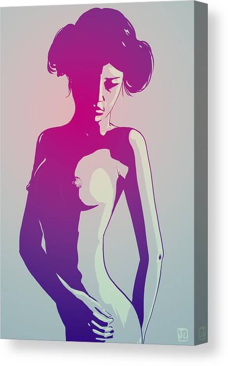 Star Wars Canvas Print featuring the drawing Nude Princess Leia by Giuseppe Cristiano