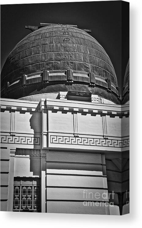Griffith-park Canvas Print featuring the photograph Observatory In Art Deco by Kirt Tisdale