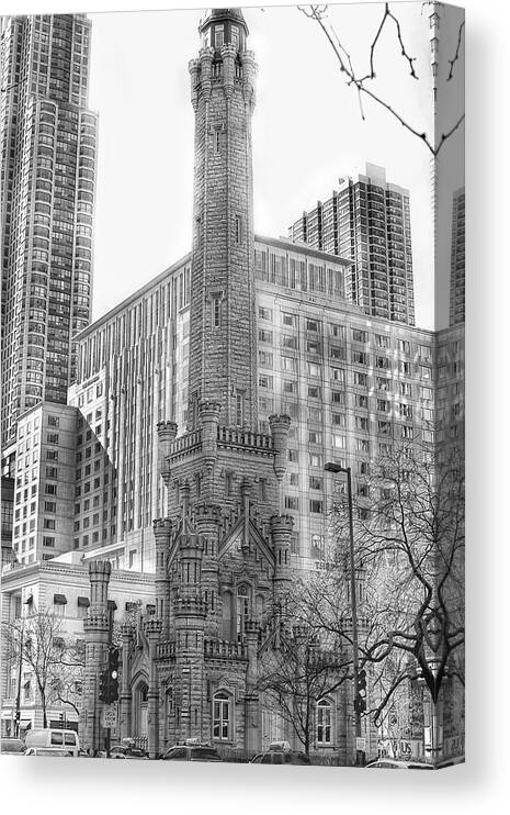 Water Tower Canvas Print featuring the photograph Old Water Tower - Chicago by Jackson Pearson