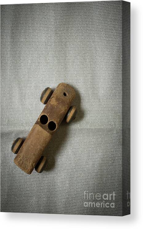 Still Life Canvas Print featuring the photograph Old Wooden Toy Car Still Life by Edward Fielding
