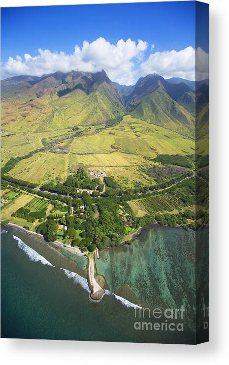 Above Canvas Print featuring the photograph Olowalu Aerial by Ron Dahlquist - Printscapes
