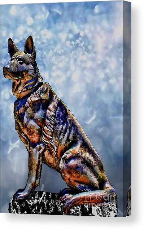 German Shepard Canvas Print featuring the digital art On Guard by Tommy Anderson