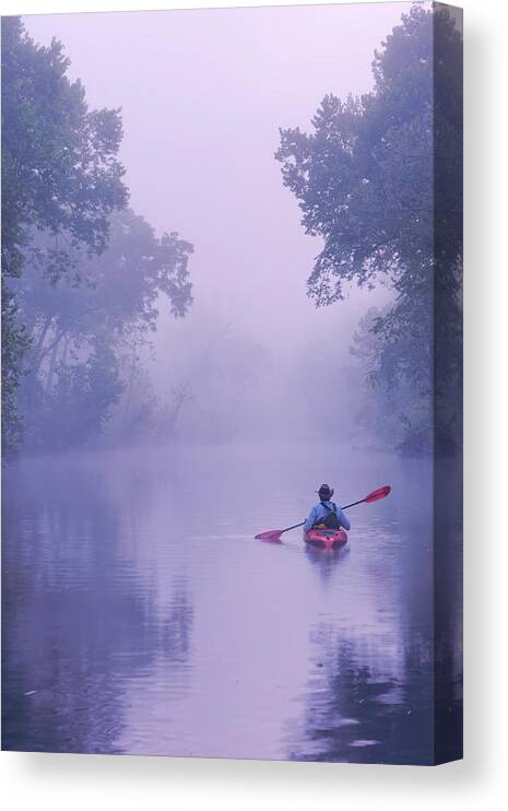 Blue Canvas Print featuring the photograph On the inky Big Piney River Boiling Springs by Robert Charity