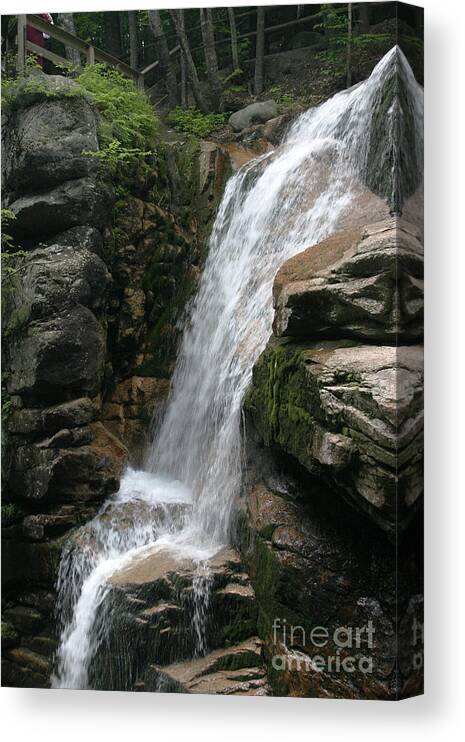 Waterfall Canvas Print featuring the digital art On the Rocks New Hampshire by Jack Ader