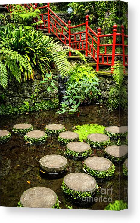 Tropical Canvas Print featuring the photograph Oriental Garden Stepping Stones by Brenda Kean