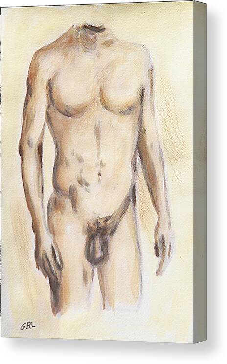 Original Oil Canvas Print featuring the painting Original Painting of a NUDE MALE TORSO by G Linsenmayer
