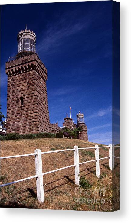 Lighthouses Canvas Print featuring the photograph Painted Navasink Twin Lights by Skip Willits