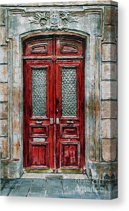 Parisian Door Canvas Print featuring the painting Parisian Door No.14 by Joey Agbayani