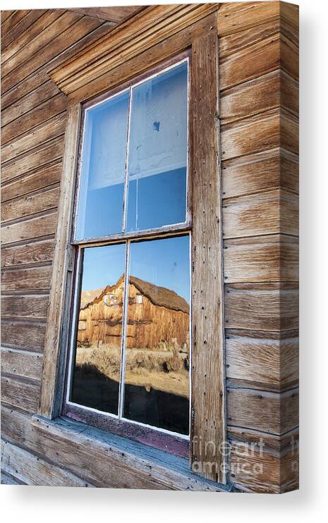 Landscape. Bodie State Park Canvas Print featuring the photograph Past Reflections by Charles Garcia