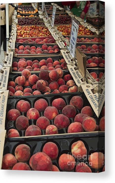 Market Canvas Print featuring the photograph Peaches and by Jeanette French