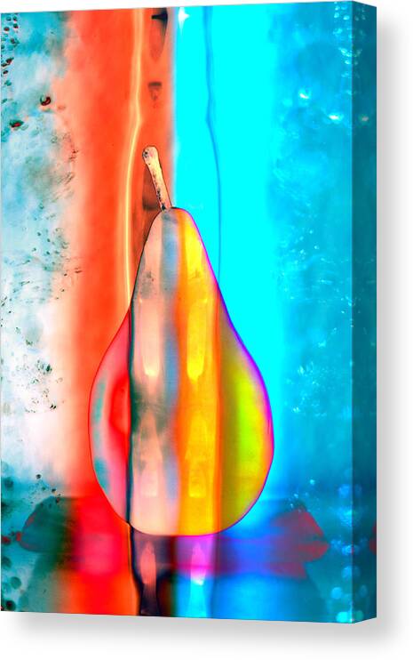 Bright Canvas Print featuring the photograph Pear on Ice 02 by Carol Leigh