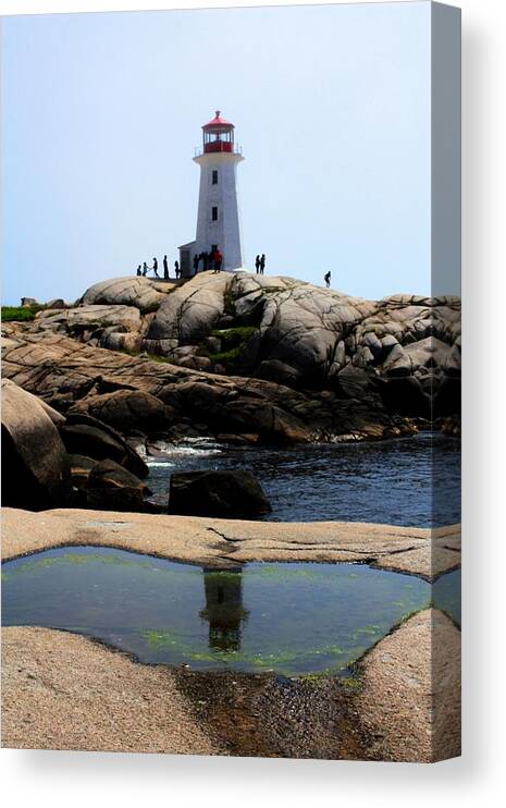  Canvas Print featuring the photograph Peggys light house relfection by David Matthews