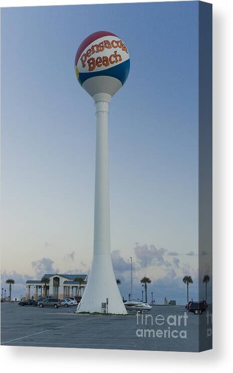 Pensacola Beach Canvas Print featuring the photograph Pensacola Beach Water Tower by Tim Mulina