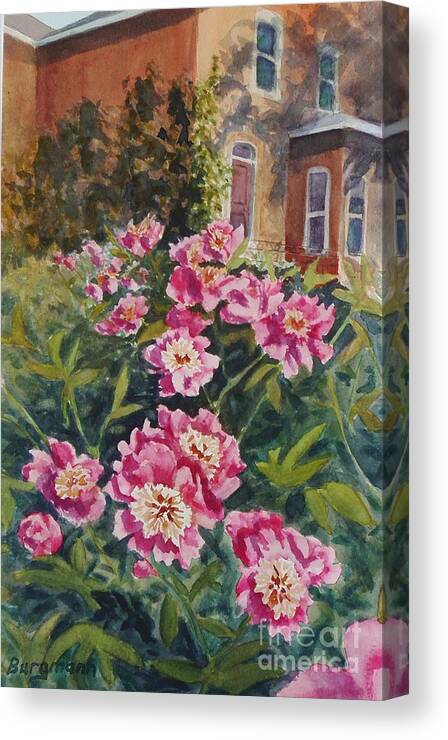 Peony Canvas Print featuring the painting Peony Parade by Petra Burgmann